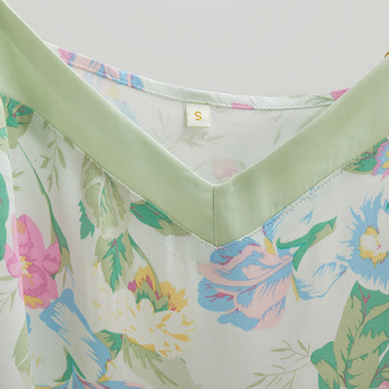 Mint Blossom Satin Cami and Shorts Loungewear Set - image 2