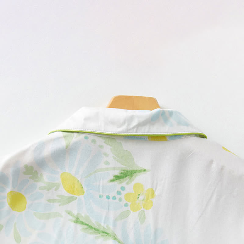 Sunflower Mint Contrast Trim Pajama Short Set - image 8