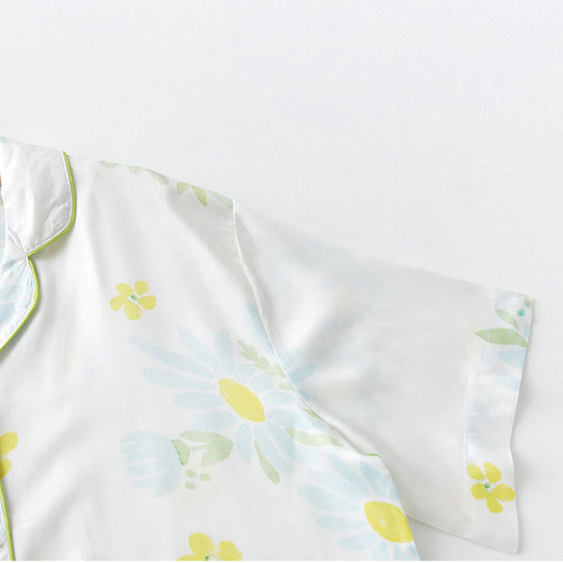 Sunflower Mint Contrast Trim Pajama Short Set - image 9