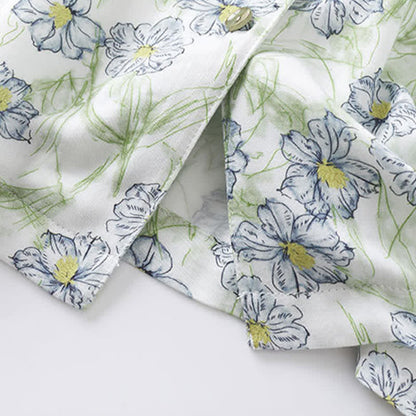 Mint Floral Satin Button Up Shorts Loungewear Set - image 8