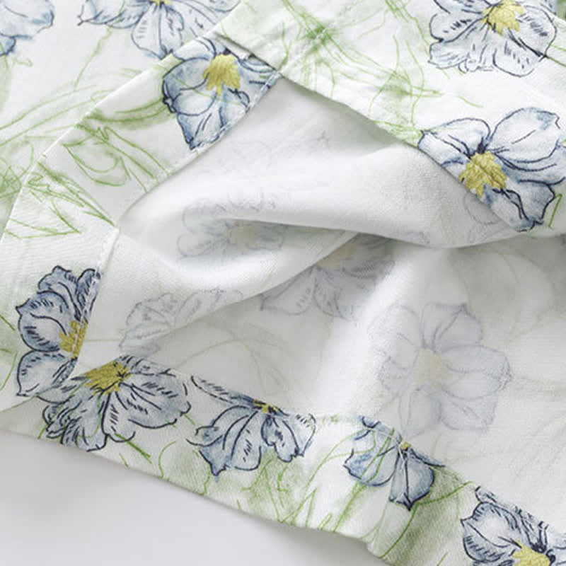 Mint Floral Satin Button Up Shorts Loungewear Set - image 6