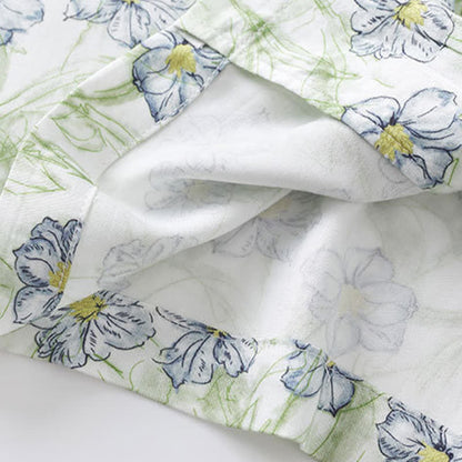 Mint Floral Satin Button Up Shorts Loungewear Set - image 6