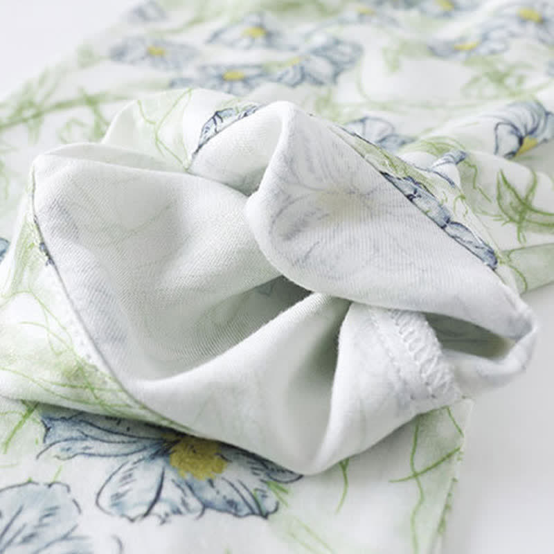 Mint Floral Satin Button Up Shorts Loungewear Set - image 7