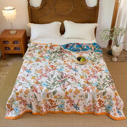 Cottage Bloom Cotton Gauze Reversible Blanket Quilt - image 1