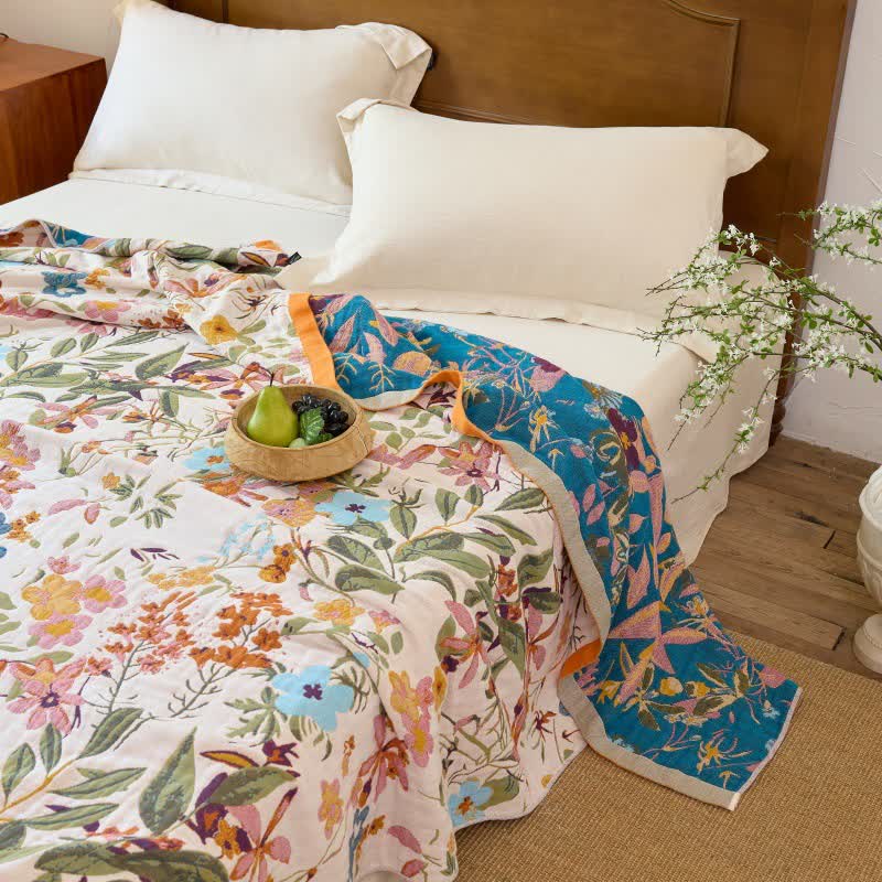 Cottage Bloom Cotton Gauze Reversible Blanket Quilt - image 3