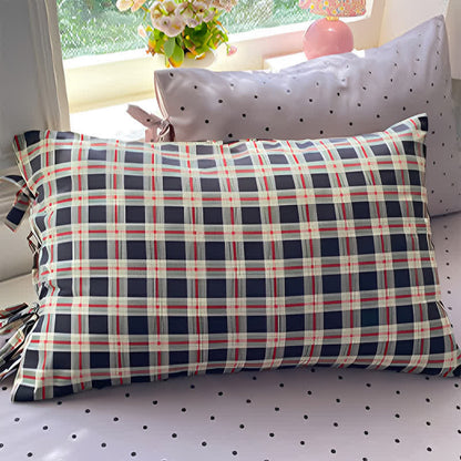 Heritage Plaid Red & Navy Washed Cotton Bedding Set - Navy Blue - 19" x 29" - Pillowcases - image 3