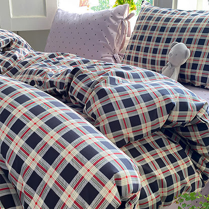 Heritage Plaid Red & Navy Washed Cotton Bedding Set - image 2