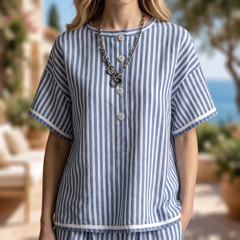 Coastal Stripe Relaxed Two Piece Loungewear Set - image 3