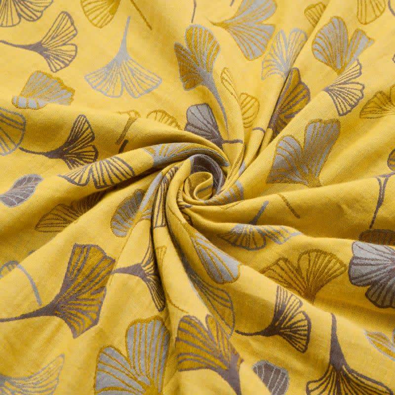 Mustard Ginkgo Quilted Cotton Throw Blanket - image 5