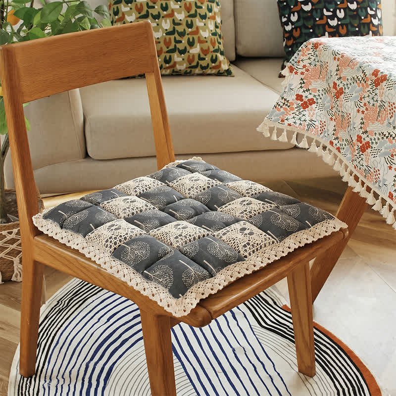 Vintage Country Floral Lace Chair Cushion - image 2