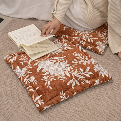 Vintage Floral Chenille Tie-On Chair Cushion - image 3
