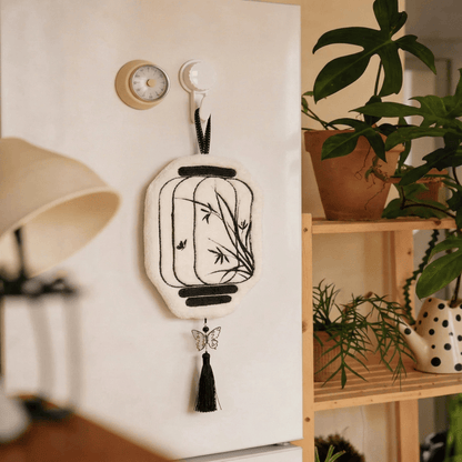 Vintage Bamboo Lantern Hanging Hand Towel - White - 9'' × 6'' - 2 PCS - image 0