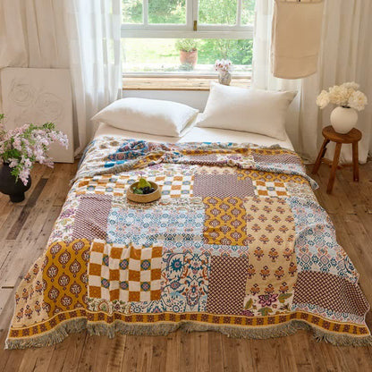 Reversible Boho Patchwork Muslin Blanket Quilt - image 2