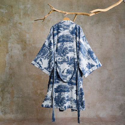 Toile Print Cotton Kimono Robe - image 1