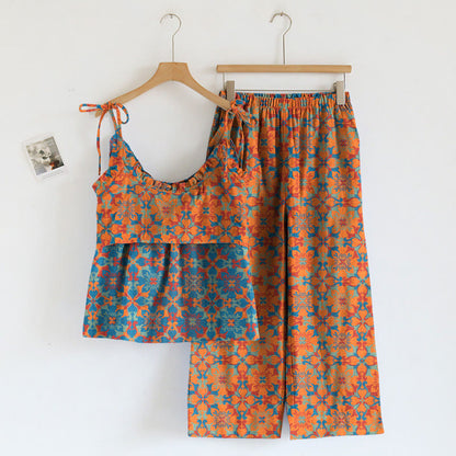 Boho Floral Tie Strap Pajama Set - image 1
