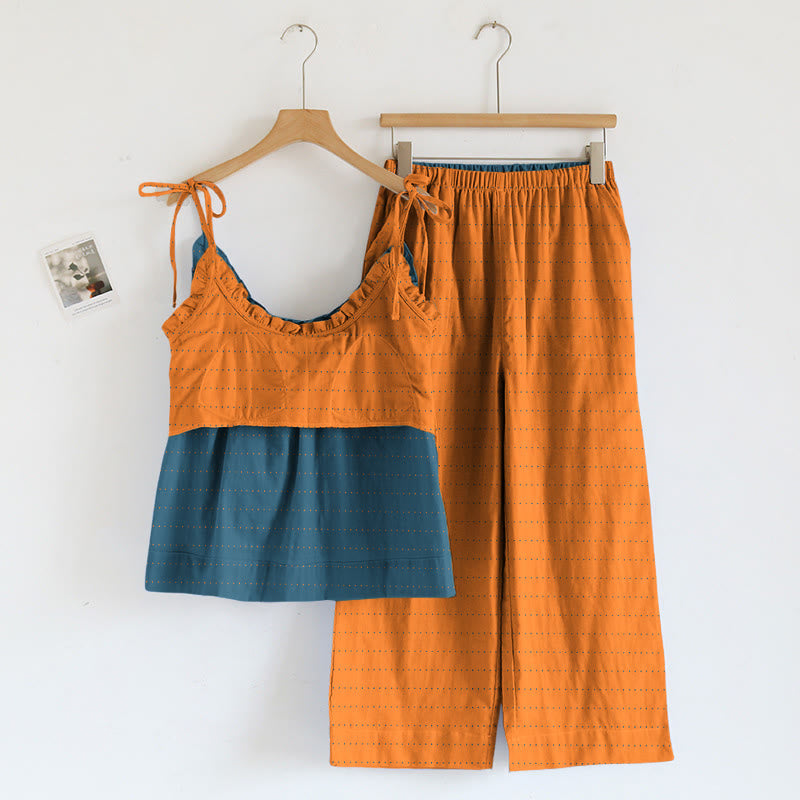 Textured Solid Color Cami & Pants Lounge Set - image 5