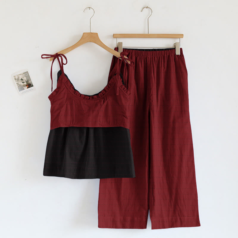 Textured Solid Color Cami & Pants Lounge Set - image 5