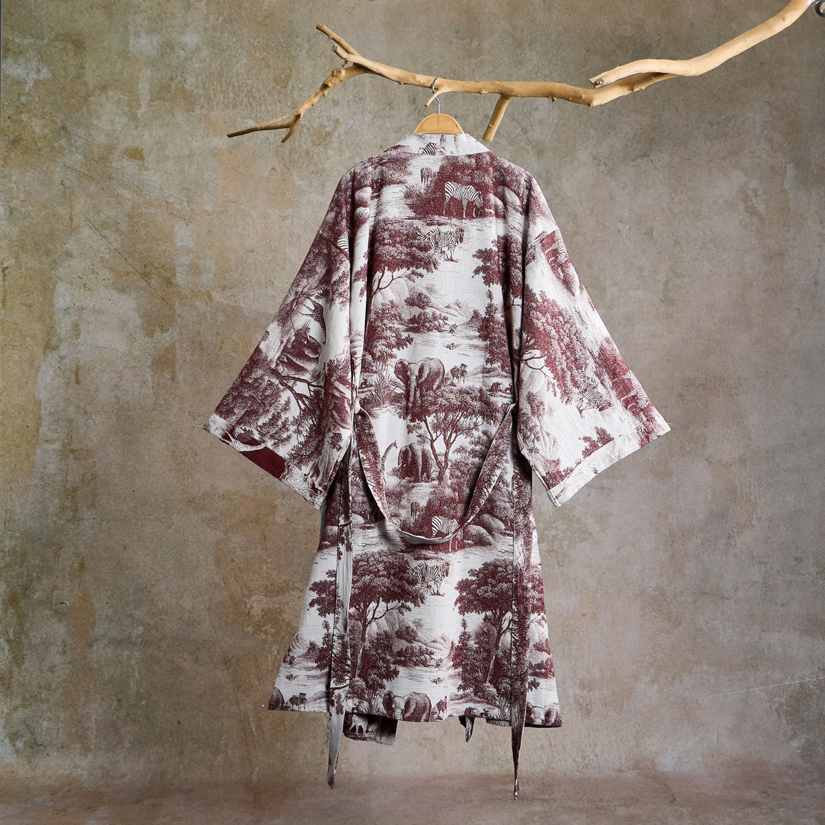 Toile Print Cotton Kimono Robe - image 11