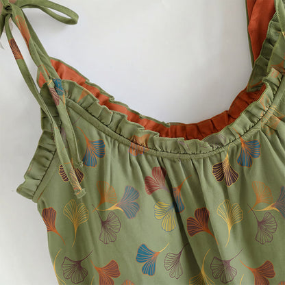 Ginkgo Leaf Print Tie-Shoulder Loungewear Set - image 16