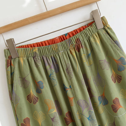 Ginkgo Leaf Print Tie-Shoulder Loungewear Set - image 17