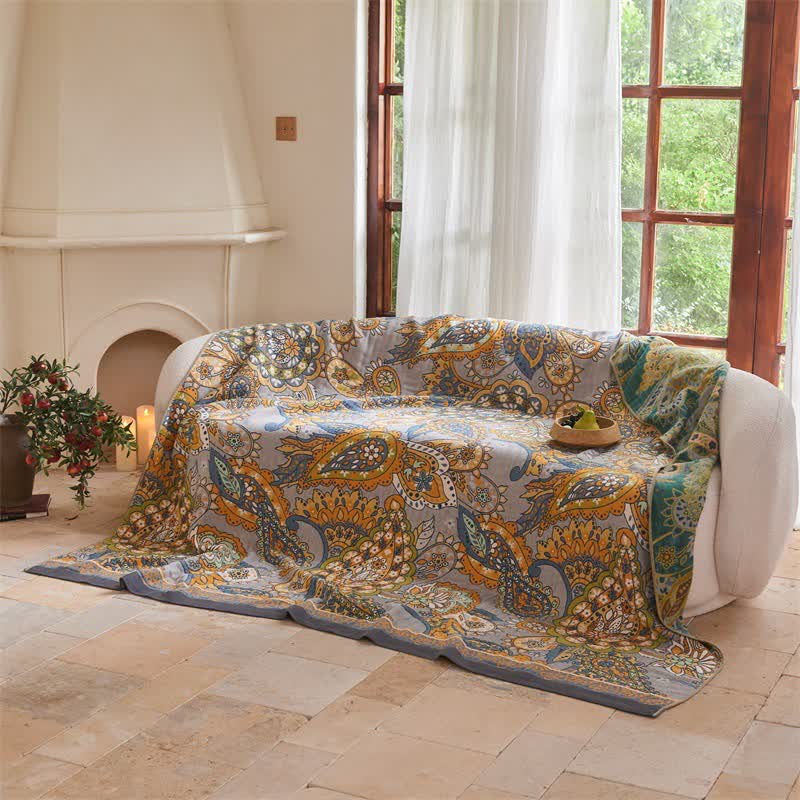 Double-Sided Artistic Paisley Muslin Blanket Quilt - image 2