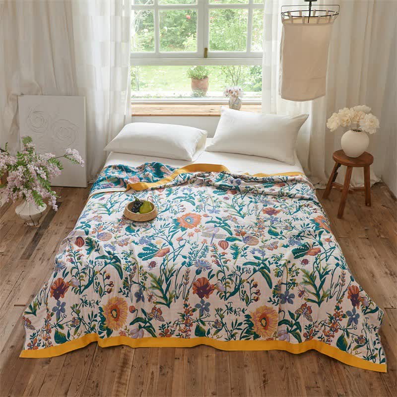 Meadow Bloom Cotton Muslin Reversible Quilt - King - image 1