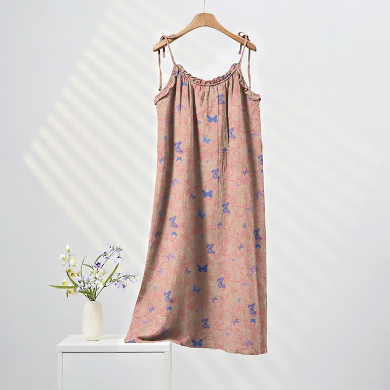 Butterfly Print Tie Strap Lounge Maxi Dress - Pink & Purple - XL - image 4