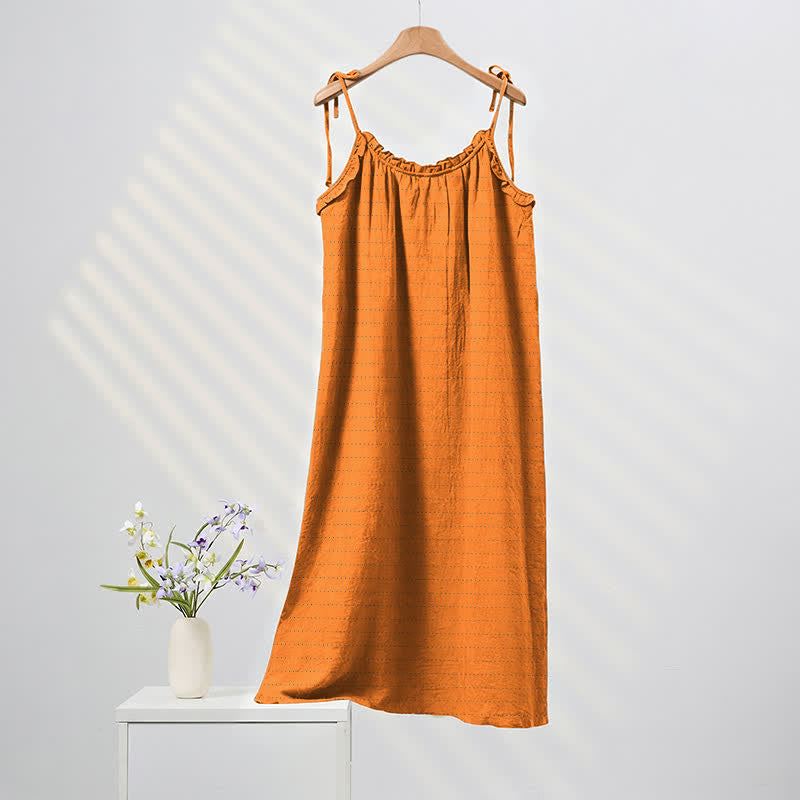 Sunwashed Solid Color Tie Strap Lounge Dress - Orange - XL - image 0