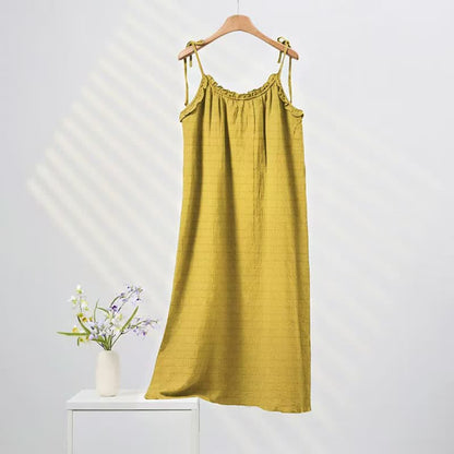 Sunwashed Solid Color Tie Strap Lounge Dress - Yellow - XL - image 4