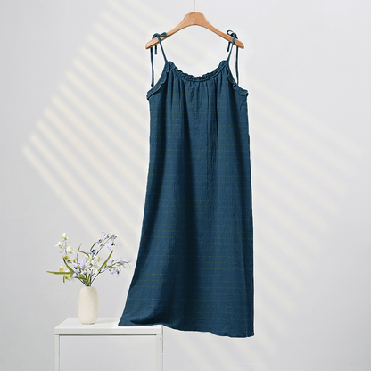 Sunwashed Solid Color Tie Strap Lounge Dress - Blue - XL - image 8
