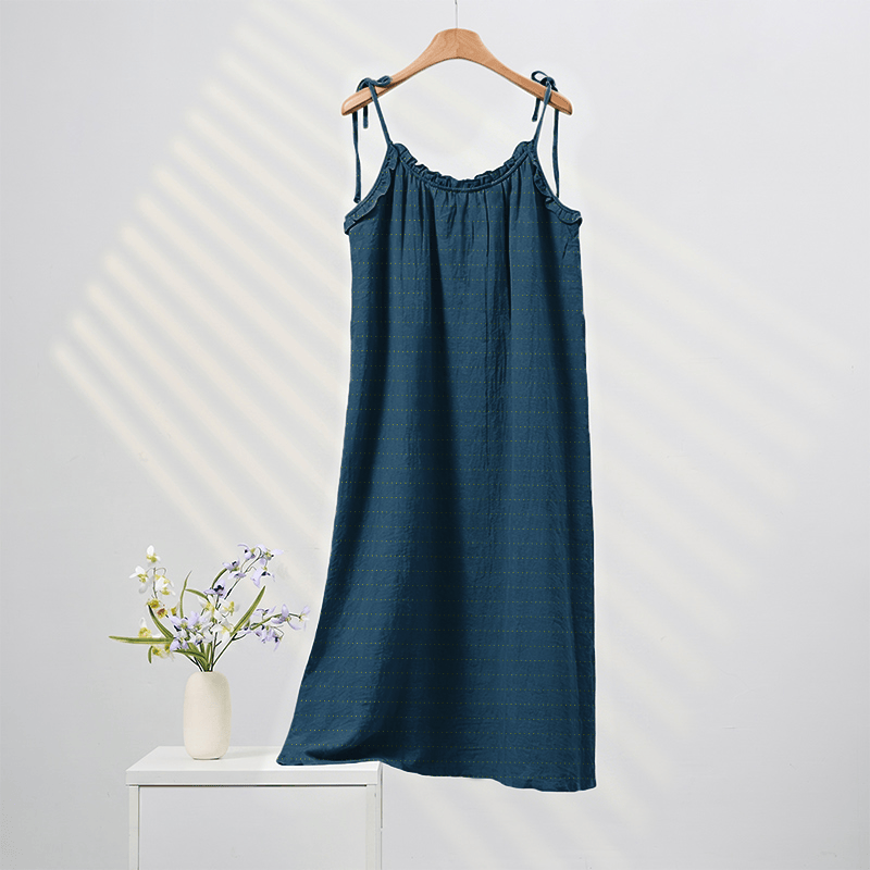 Sunwashed Solid Color Tie Strap Lounge Dress - Blue - XL - image 0