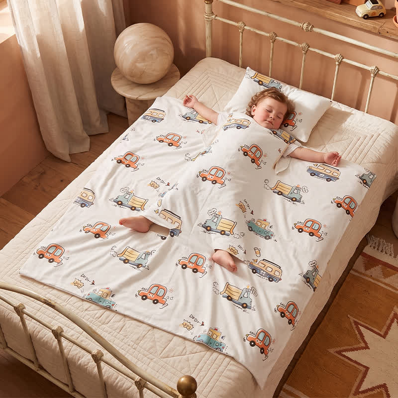 Bus Cotton Gauze Summer Baby Quilt - White - Padded - Twin - image 0
