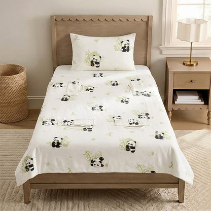 Panda Bamboo Cotton Gauze Baby Quilt - White - Padded - Twin - image 0