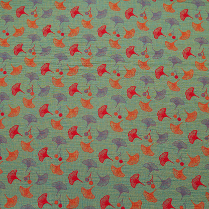 Ginkgo Leaf Cotton Jacquard Fabric - Green - Meter - 5M - image 5