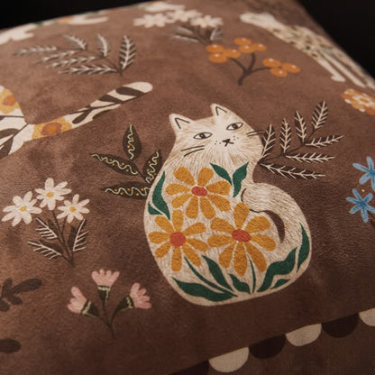 Midnight Cat Garden Velvet Throw Pillow - image 4