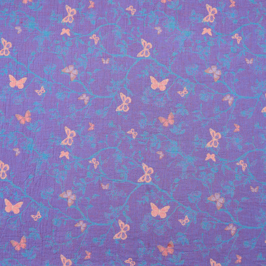 Butterfly Vine Cotton Jacquard Fabric - Purple - Meter - 5M - image 0