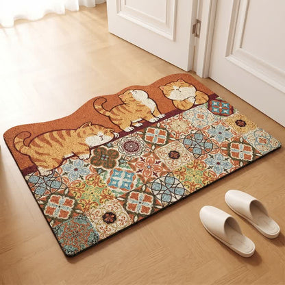 Whimsical Cat Patchwork Entryway Rug - image 2