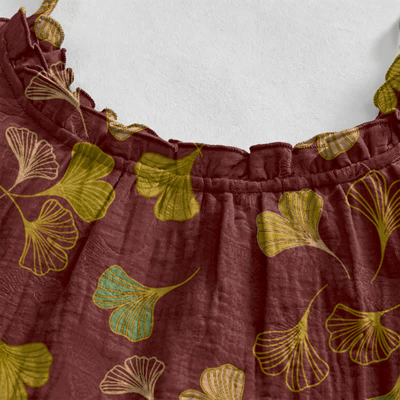 Ginkgo Leaf Tie Strap Lounge Midi Dress - image 48