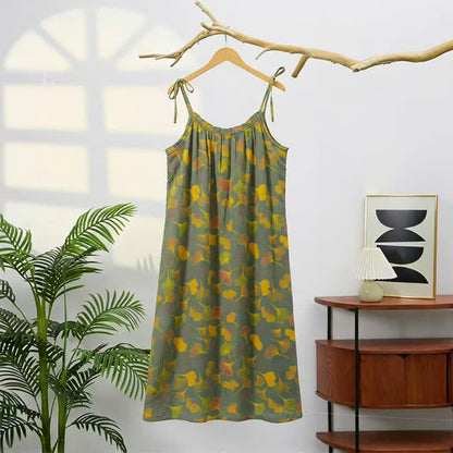 Ginkgo Leaf Tie Strap Lounge Midi Dress - image 51