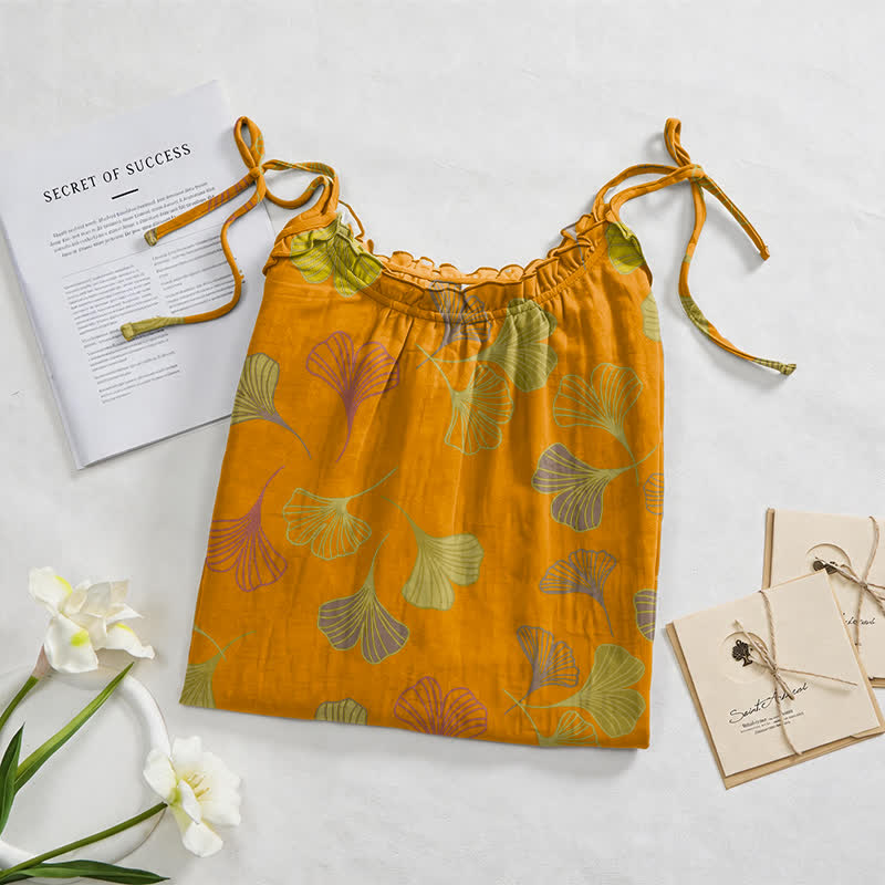 Ginkgo Leaf Tie Strap Lounge Midi Dress - image 57