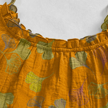 Ginkgo Leaf Tie Strap Lounge Midi Dress - image 58