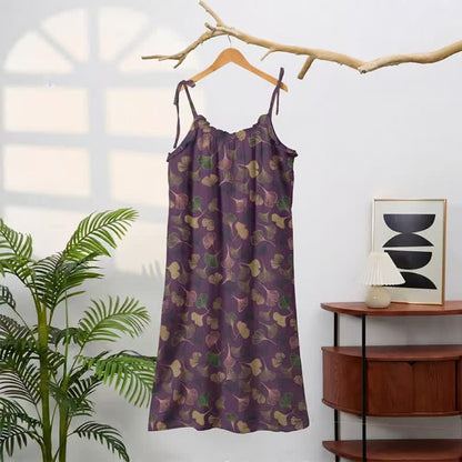 Ginkgo Leaf Tie Strap Lounge Midi Dress - image 6