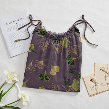 Ginkgo Leaf Tie Strap Lounge Midi Dress - image 72