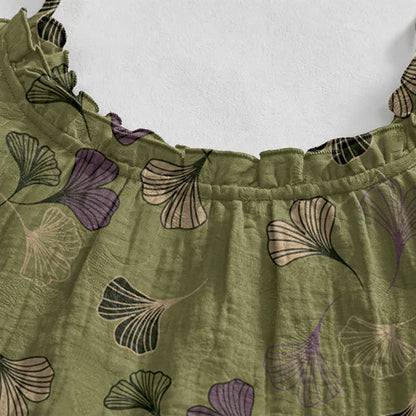 Ginkgo Leaf Tie Strap Lounge Midi Dress - image 78