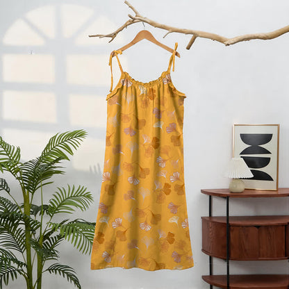 Ginkgo Leaf Tie Strap Lounge Midi Dress - image 86