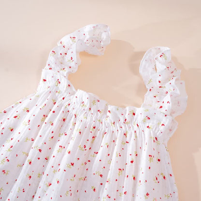Cotton Floral Ruffle Strap Lounge Dress - image 3