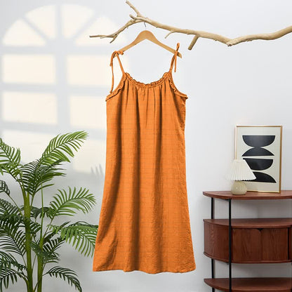 Sunwashed Solid Color Tie Strap Lounge Dress - image 1