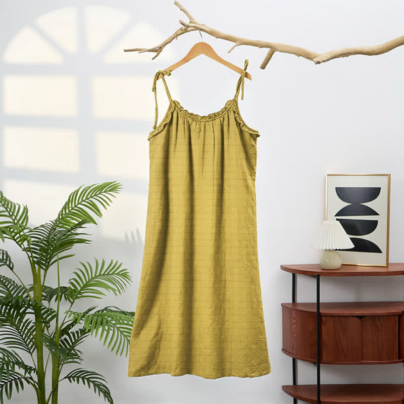 Sunwashed Solid Color Tie Strap Lounge Dress - image 5