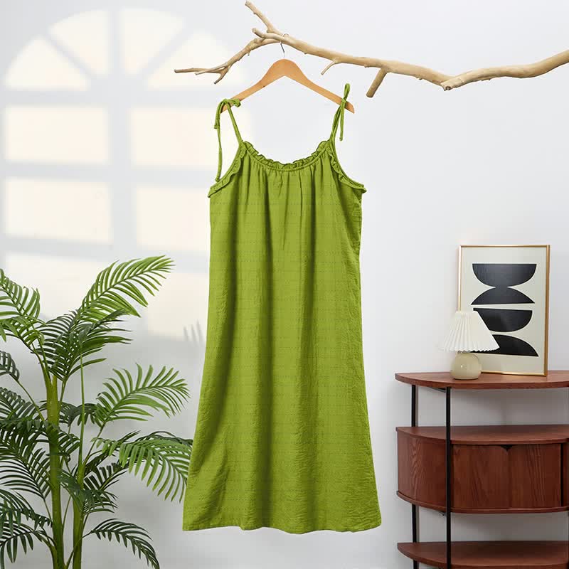Sunwashed Solid Color Tie Strap Lounge Dress - image 21