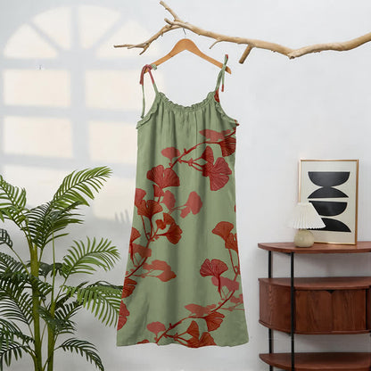 Ginkgo Leaf Tie Strap Maxi Lounge Dress - image 6